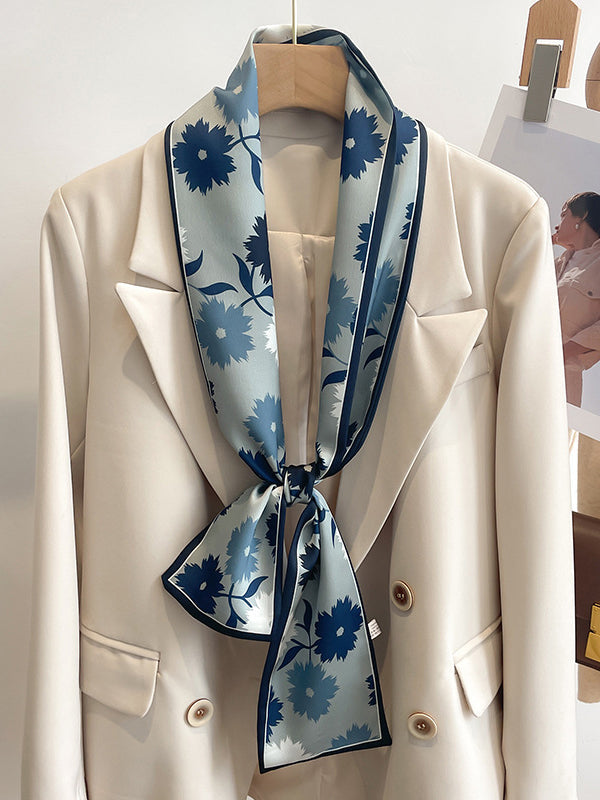 Contrast Color Floral Printed Scarf Hair Band