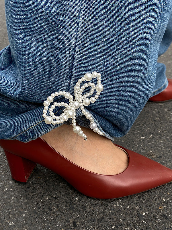 Bow-Embellished Shiny Irregularity Anklets