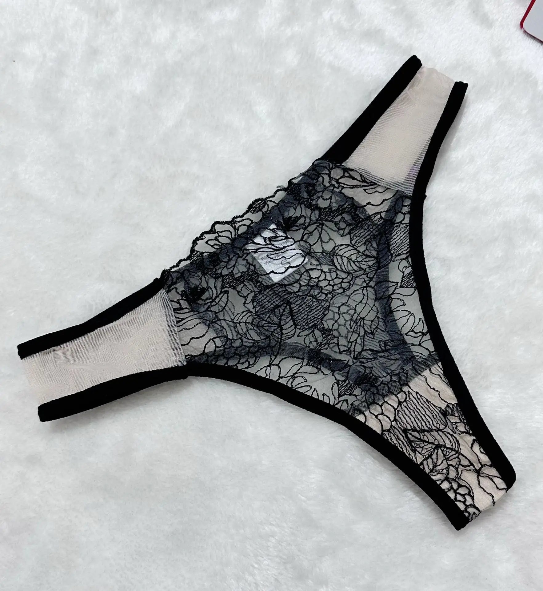 5 Pieces See Through Mesh Splicing Embroidery Bra
