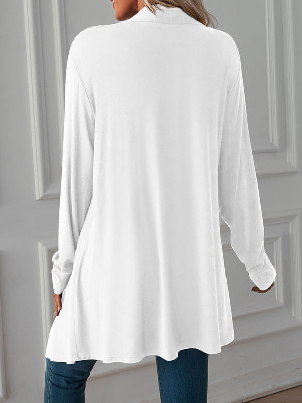 Solid Color Long Sleeves Loose Statement Collar Outerwear