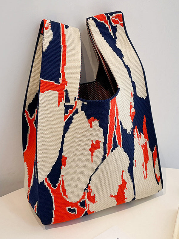 Contrast Color Woven Handbag Bags