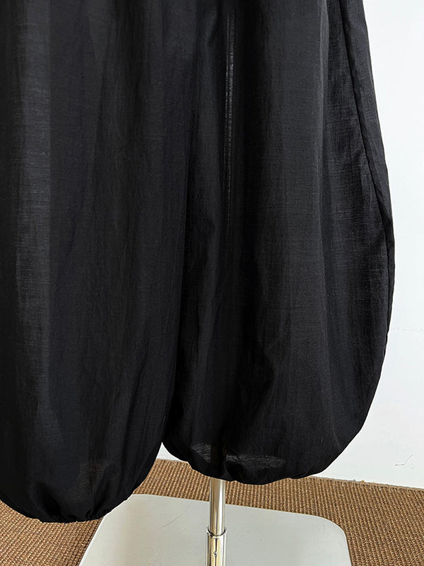 Elasticity Solid Color Split-Joint Harem Pants High Waisted Trousers Pants