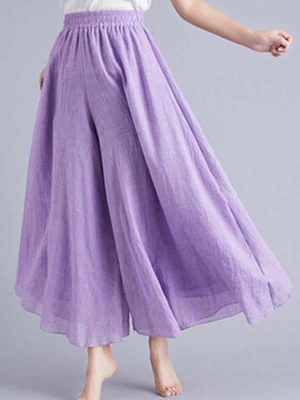 Elasticity Solid Color Loose Wide Leg Trousers Pants Culotte