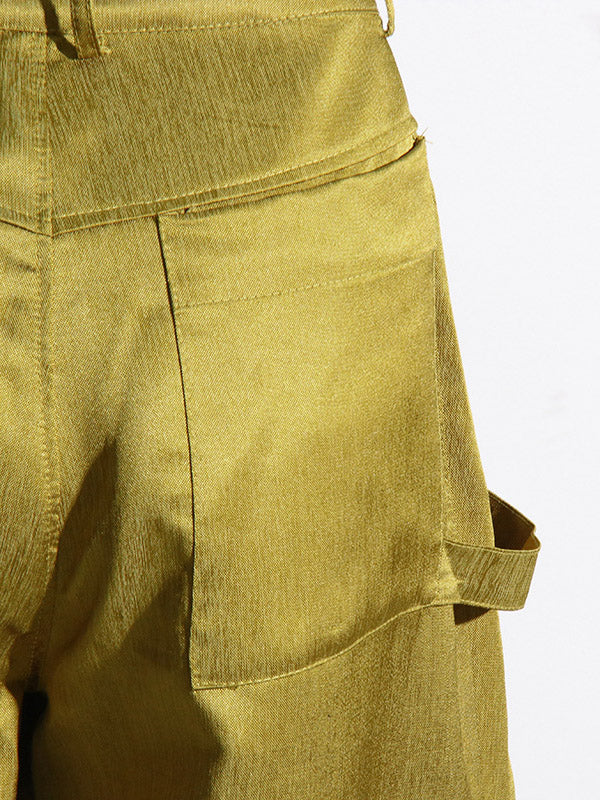 Pockets Solid Color Loose Wide Leg Trousers Casual Pants Bottoms