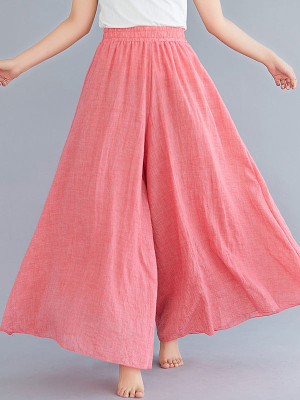 Elasticity Solid Color Loose Wide Leg Trousers Pants Culotte