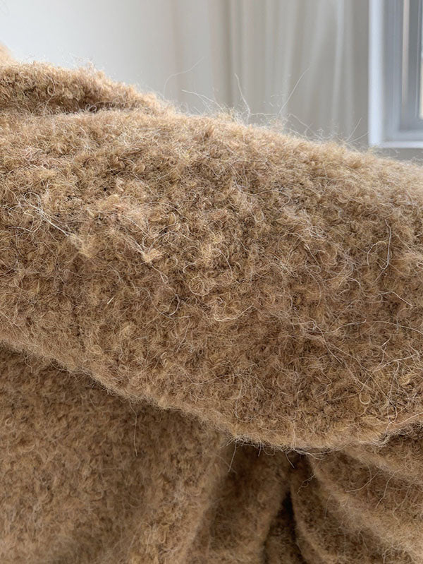 Stylish Solid High-Neck Wool-Blend Sweater