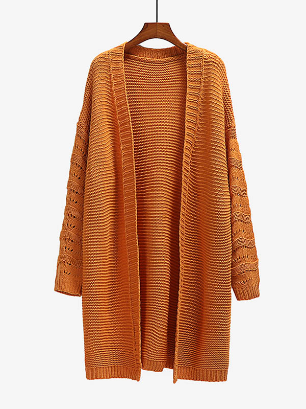 Urban Loose Solid Color Jacquard Cardigan Top