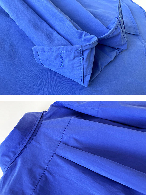 Simple Loose Long Sleeves Buttoned Solid Color Lapel Collar Blouses&Shirts Tops