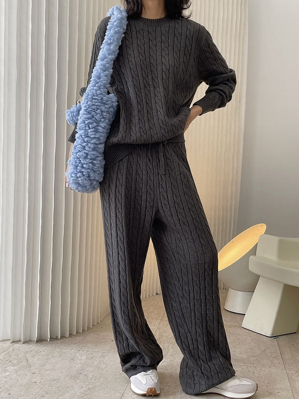 Original Creation Wide Leg Loose Jacquard Solid Color Casual Pants Bottoms