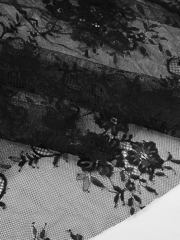 Gauze Pleated See-Through Split-Joint A-Line High Waisted Skirts