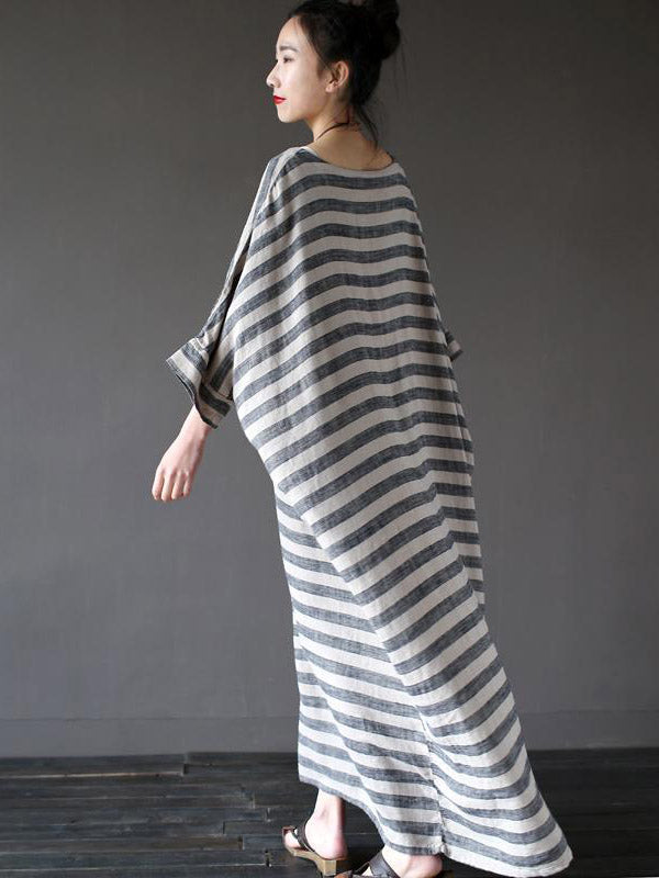 Vintage Loose Striped Dress