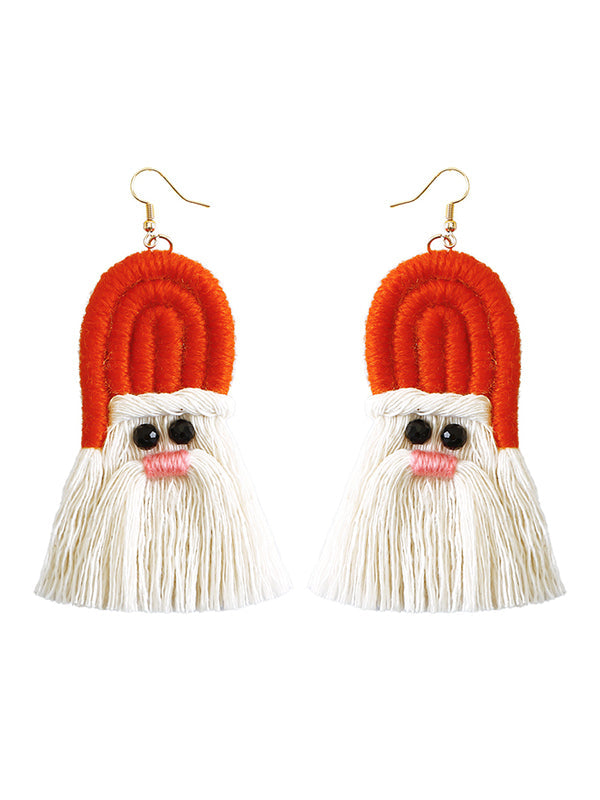 Christmas Boho Tasseled Handmade Santa Earrings Accessories