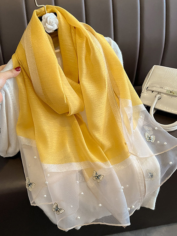 Applique Butterfly Shape Beaded Keep Warm Scarf