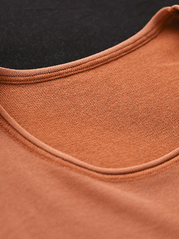 Solid Color Loose Sleeveless Round-neck Knitting Vest Top