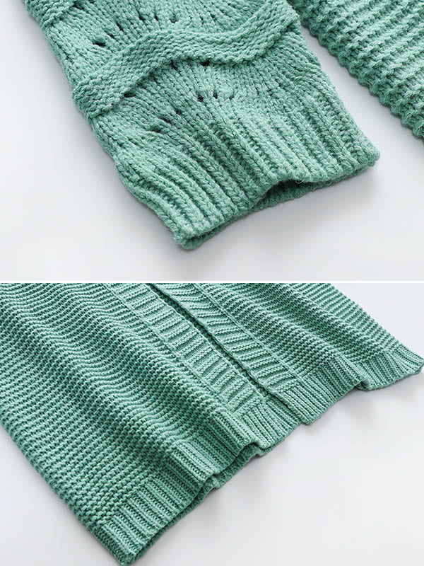 Urban Loose Solid Color Jacquard Cardigan Top