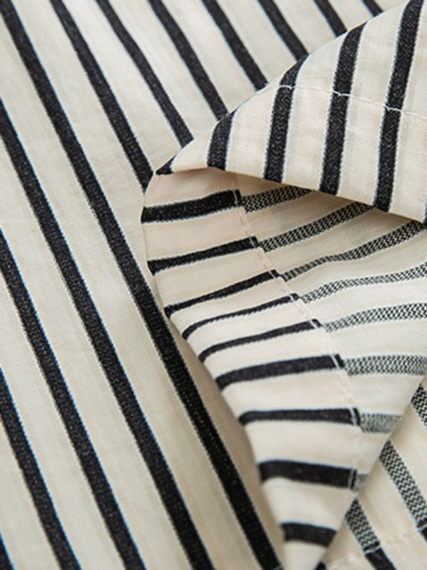 Split-Joint Striped High Waisted Loose Trousers Pants