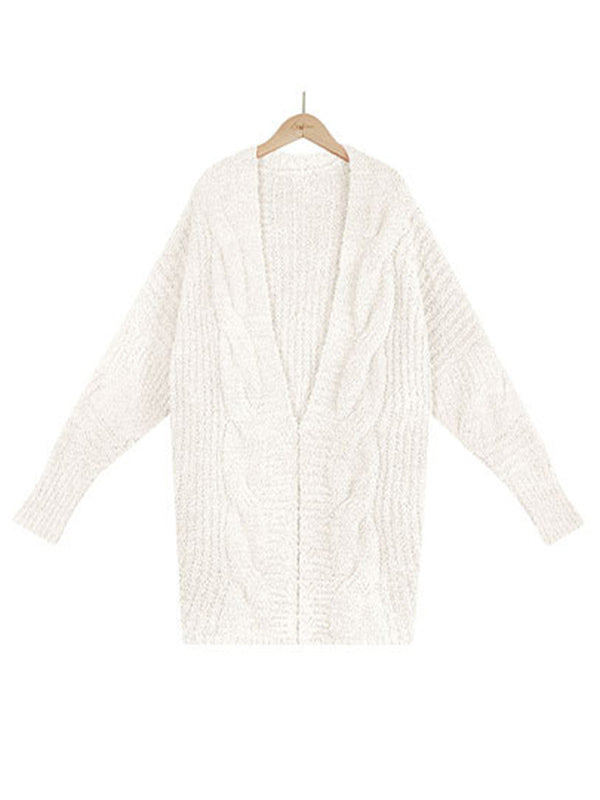 Casual Batwing Sleeves Loose Solid Color Cardigan Tops