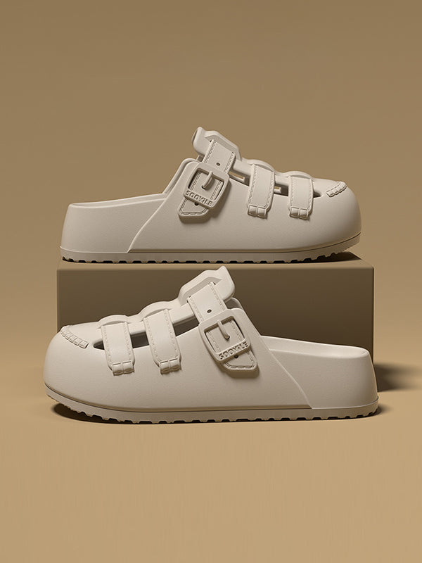 Hollow Round-Toe Split-Joint Sandals Platform Shoes