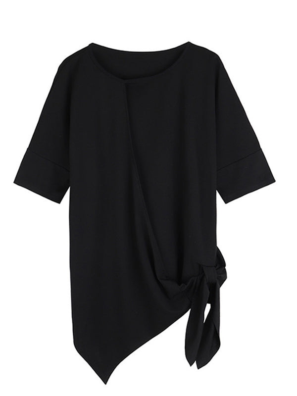 Original Irregularity Split-Joint Solid T-Shirts Tops