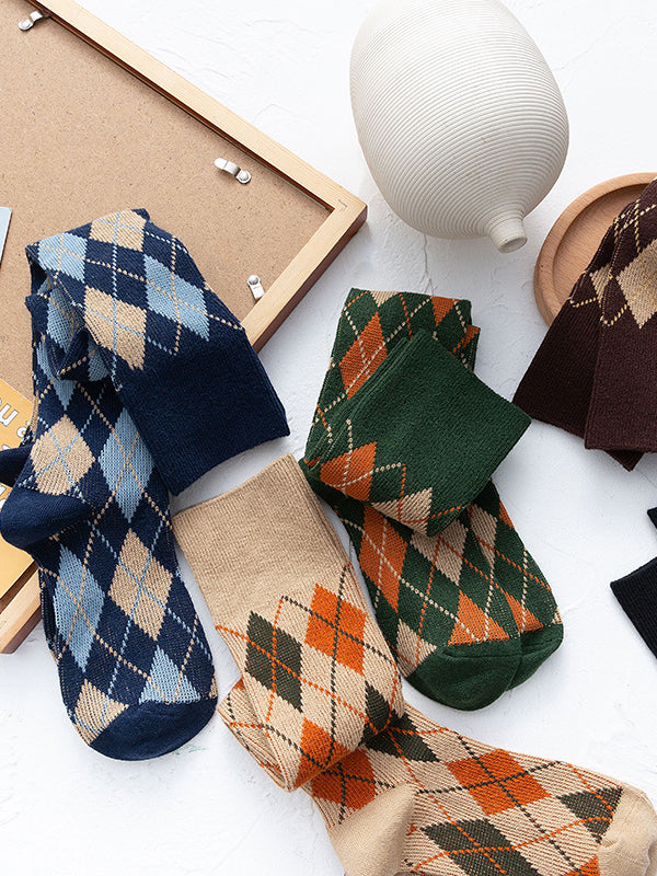 Leisure Skinny Checkered Socks Accessories