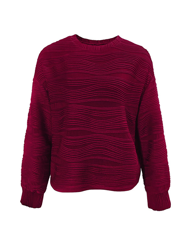 Solid Color Long Sleeves Loose Round-Neck T-Shirts