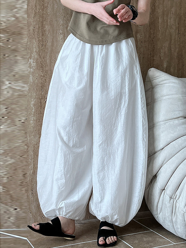 Elasticity Solid Color Split-Joint Harem Pants High Waisted Trousers Pants
