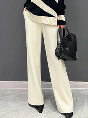 Solid Color High Waisted Loose Trousers Pants