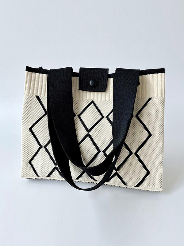 Plaid Pleated Woven Handbags Bags