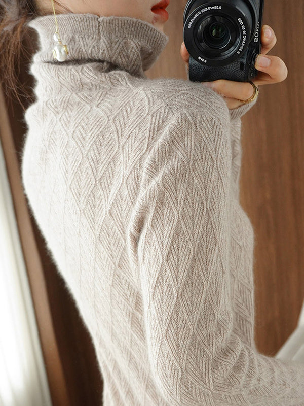 Solid Color Long Sleeves High-Neck Sweater Tops