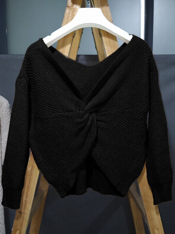 Urban Solid Color Backless Split-Joint Sweater
