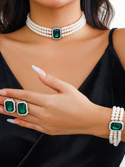 Geometric Layered Rhine Stones Earrings Accessories + Necklaces Accessories + Bracelet Accessories