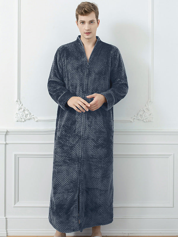 Comfortable Solid Flannel Pajama Robe