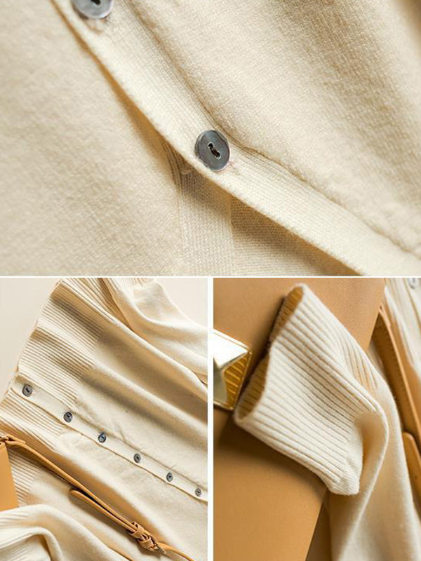 Stylish Simple 12 Colors V-Neck Single-Breasted Long Sleeve Knitwear