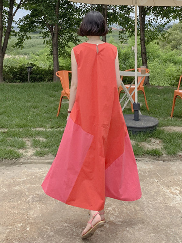 Casual A-Line Split-Joint Sleeveless Long Dress