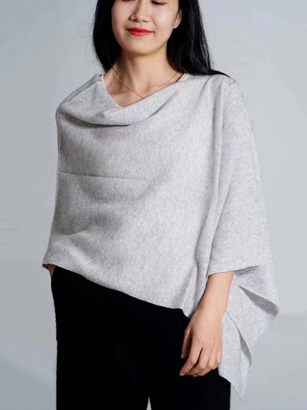 100% Cashmere Solid Color Cape Shawl&Cloak