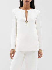 Wrap Pockets Solid Color Round-Neck Shirts Tops&Pants Two Pieces Set