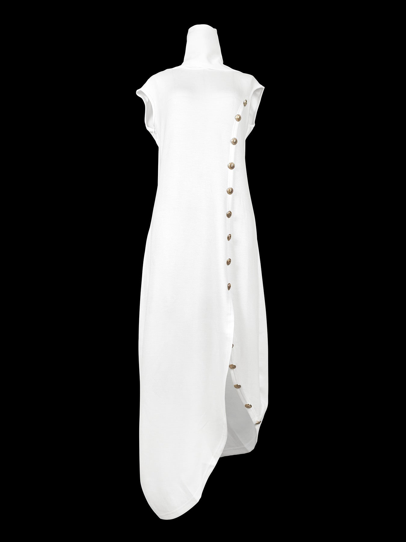 Solid Color Split-Side Loose Sleeveless Shawl Collar Maxi Dresses