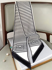 Urban Contrast Color Striped Printed Silk Imitation Scarf