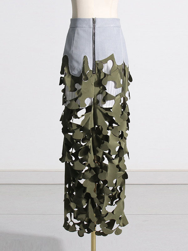 Asymmetric Split-Joint Split-Side Zipper High Waisted Loose Skirts Bottoms