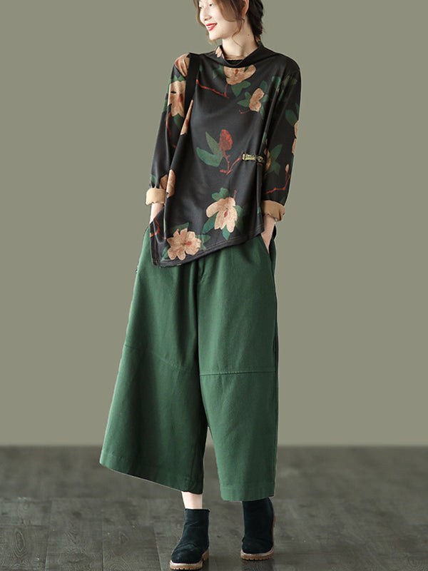 Simple Wide Leg Loose Solid Color Casual Pants Bottoms