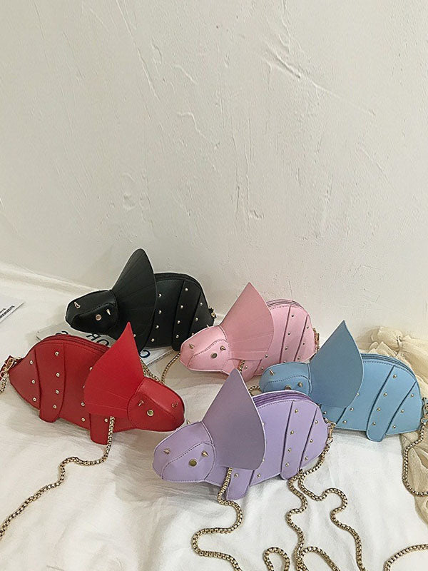 Animal Shape Chains Rivet Zipper Crossbody Bags