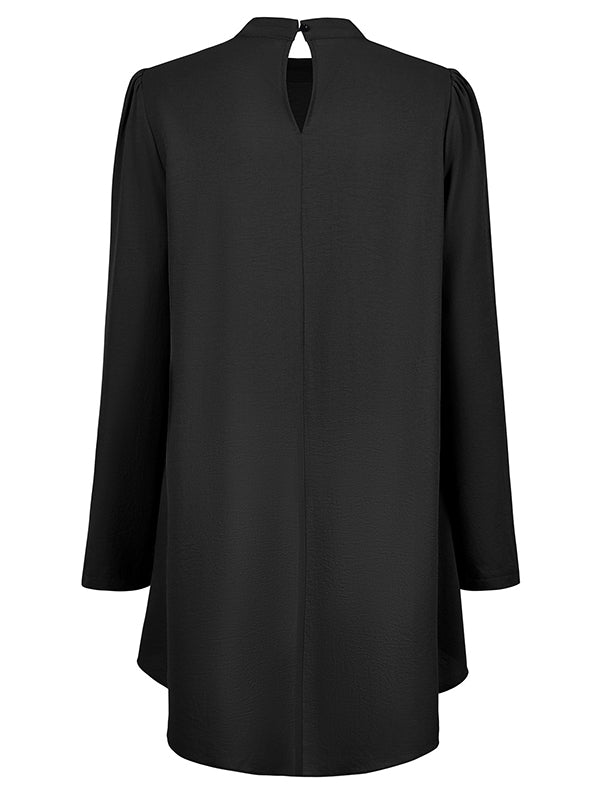 Solid Color Split-Joint False Two High-Low Mock Neck Blouses&Shirts Tops