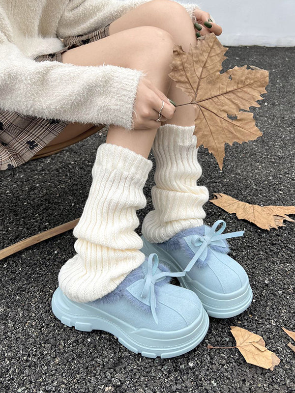 Bowknot Round-Toe Split-Joint Slippers&Mules Platform Shoes