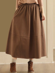 Elasticity Pockets Solid Color A-Line Loose Skirts Bottoms