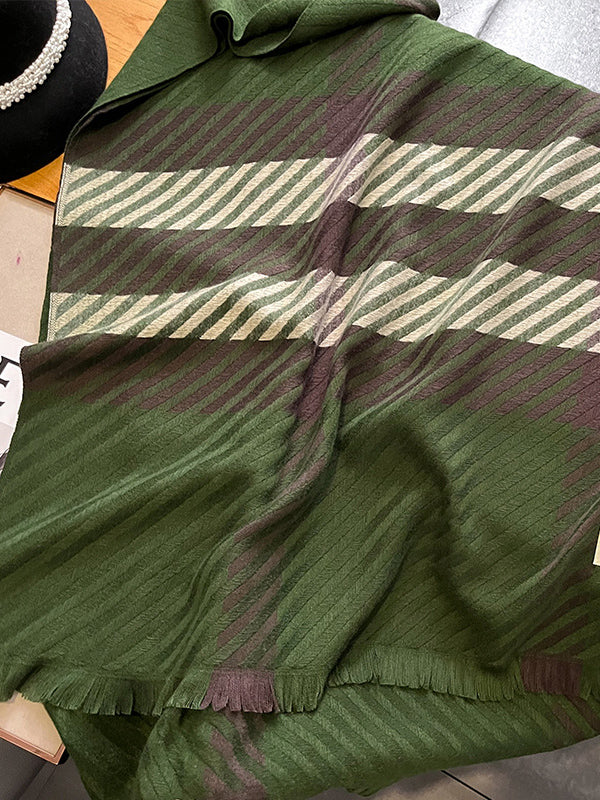 Urban Imitated Cashmere Stripped Warm Shawl&Scarf