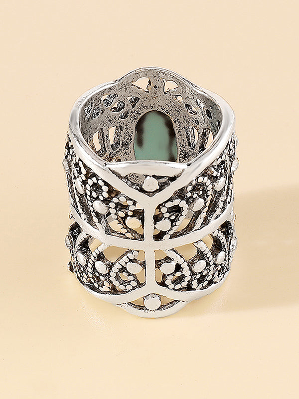 Geometric Hollow Rhine Stones Rings Accessories