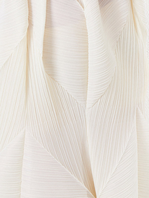 Pleated Solid Color High Waisted Loose Round-Neck Midi Dresses