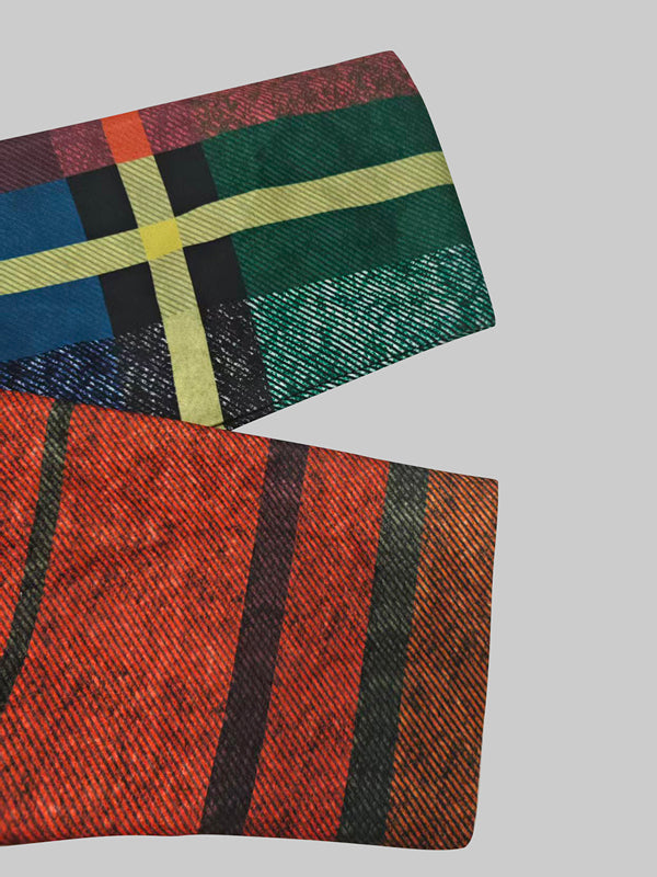 Loose Three-Quarter Sleeves Contrast Color Plaid Split-Joint Lapel Outerwear Windbreakers Woolen Coat