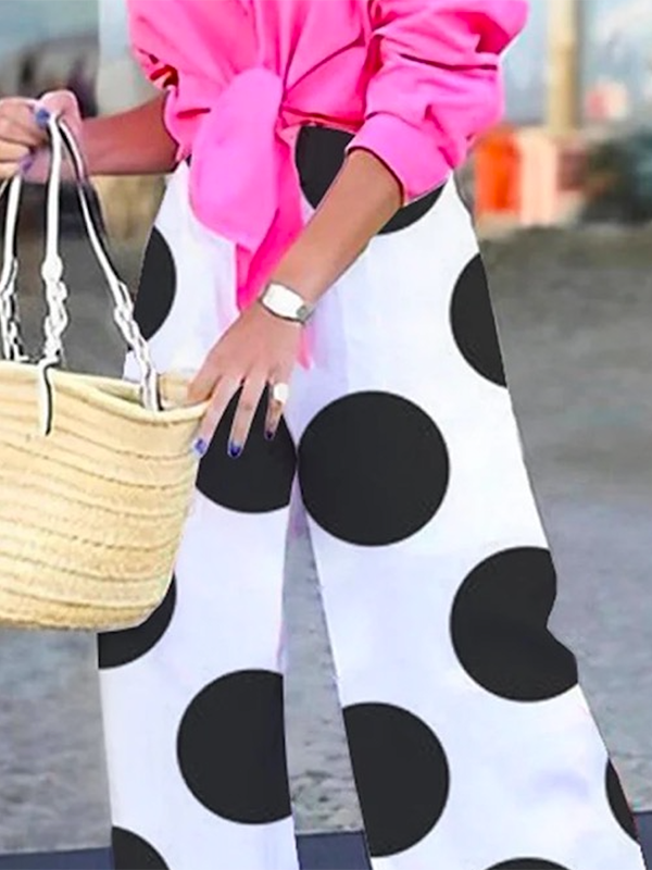 Loose Wide Leg Polka-Dot Casual Pants Bottoms