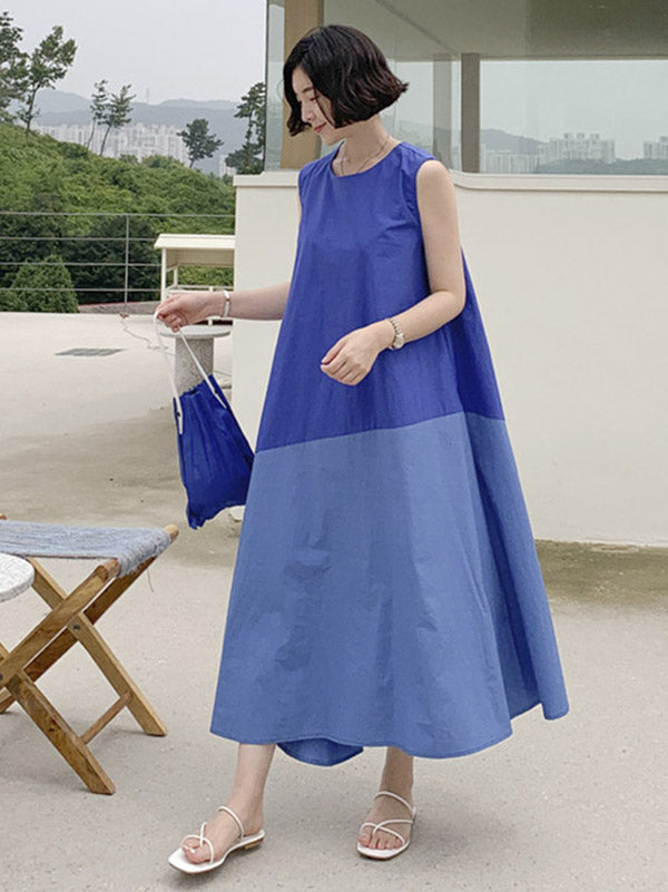 Casual A-Line Split-Joint Sleeveless Long Dress